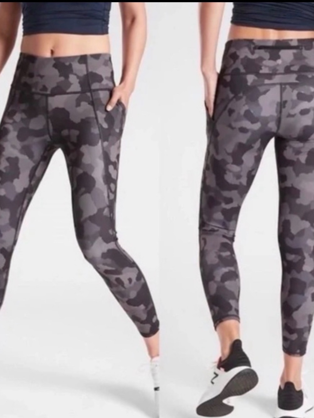 Athleta Lightning Camo 7/8 Tight SuperSonic Black Gray XS 25”